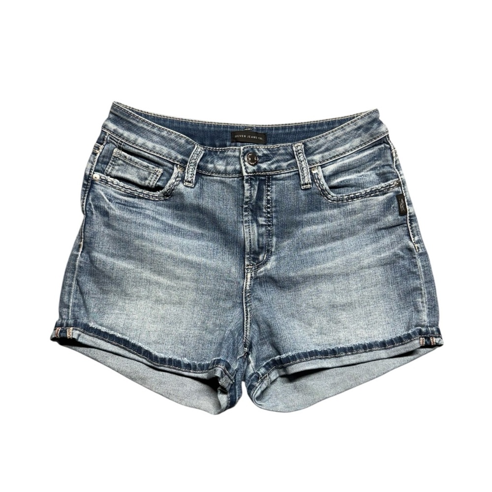 Silver Jeans Avery Shorts Womens Size 29 Blue Stretch High Rise Denim Cuffed